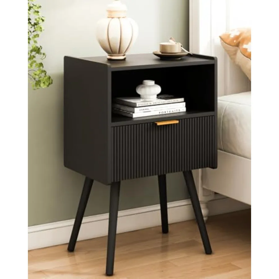 Black NightstandModern Bedside Table with Storage Drawer and Open Wood Shelf for Living Room Bedroom and Small Spaces Accent Ni
Black NightstandModern Bedside Table with Storage Drawer and Open Wood Shelf for Living Room Bedroom and Small Spaces Accent Ni