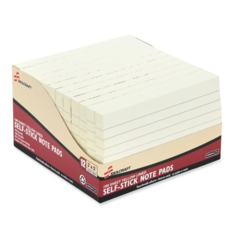 Self-Stick Note Pad, Yellow, Lined, 3" x 5"
Self-Stick Note Pad, Yellow, Lined, 3" x 5"