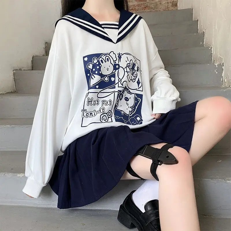 Sweet Preppy Style Long Sleeve Hoodie for Junior And High School Students Loose Fit Navy Collar Soft Girl Casual Top
Sweet Preppy Style Long Sleeve Hoodie for Junior And High School Students Loose Fit Navy Collar Soft Girl Casual Top