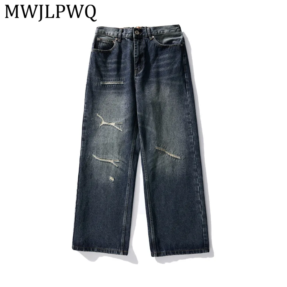 MWJLPWQ American Retro Distressed Destroyed Style Jeans Men's Loose Design Patchwork Ripped Casual Straight Long Pants 13343
MWJLPWQ American Retro Distressed Destroyed Style Jeans Men's Loose Design Patchwork Ripped Casual Straight Long Pants 13343