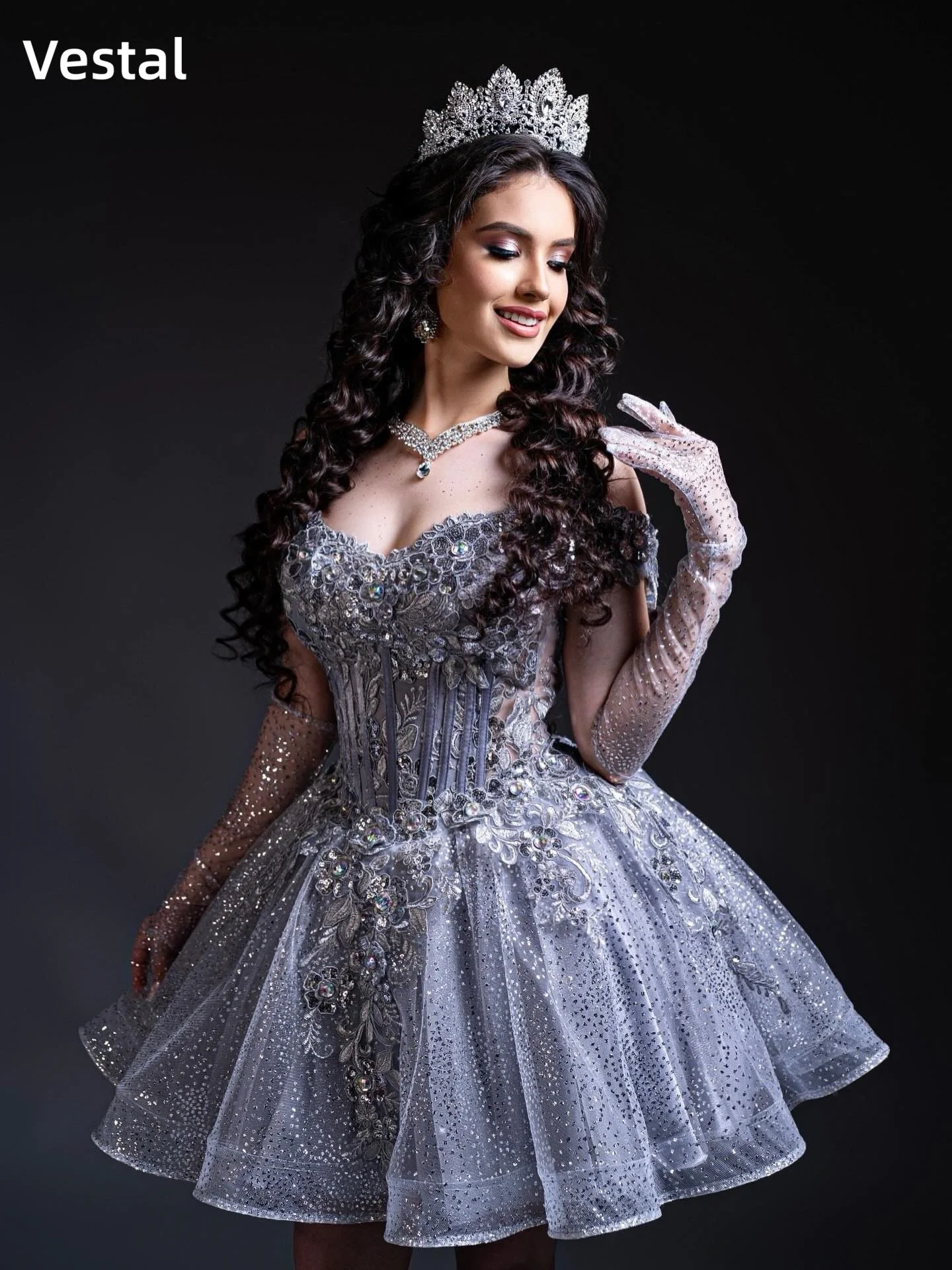 Silver Glitter Short Quinceanera Dress for 15th Crystal vestidos de 15 quinceañera Mini Sweet 16 Homecoming Cocktail Customized
Silver Glitter Short Quinceanera Dress for 15th Crystal vestidos de 15 quinceañera Mini Sweet 16 Homecoming Cocktail Customized