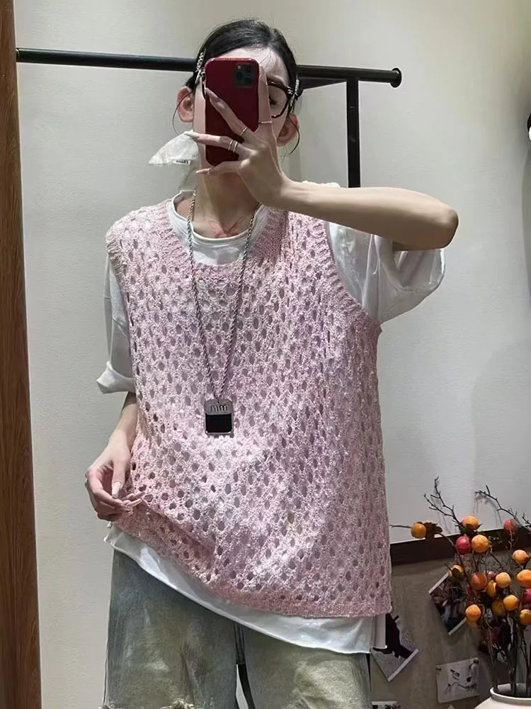 Women's Knitted Hollow out Thin Vest round Ne Design Spring Summer New Sle Loose Fit Base Layer Tank Top Overlap Vest
Women's Knitted Hollow out Thin Vest round Ne Design Spring Summer New Sle Loose Fit Base Layer Tank Top Overlap Vest