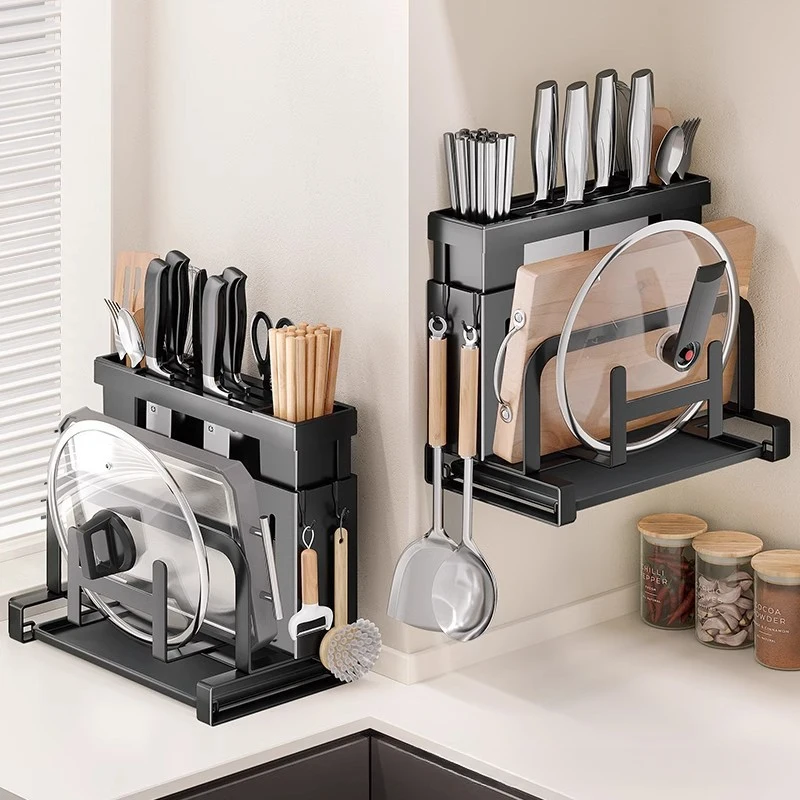 Kitchen Cutting Board Storage Rack, Integrated Knife & Chopstick Holder, Pot Lid Organizer for Home
Kitchen Cutting Board Storage Rack, Integrated Knife & Chopstick Holder, Pot Lid Organizer for Home