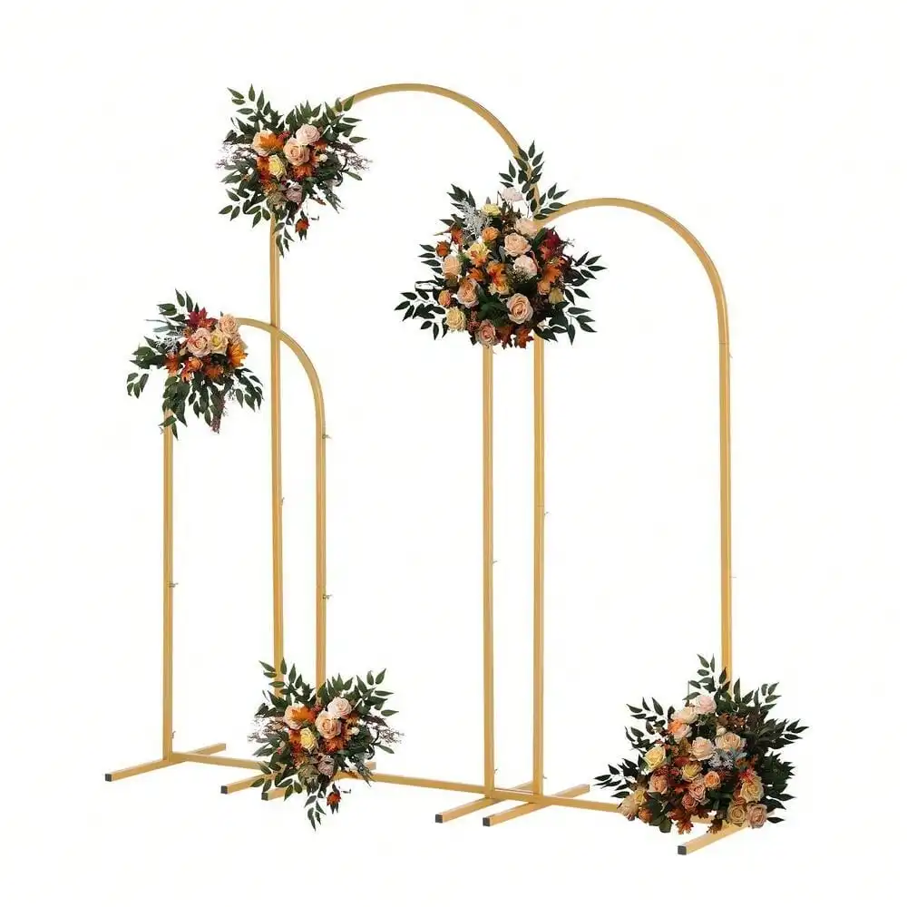 Metal Arch Backdrop Stand Gold Wedding Arch Stand Set of 3 (6FT/5FT/4FT) for Party
Metal Arch Backdrop Stand Gold Wedding Arch Stand Set of 3 (6FT/5FT/4FT) for Party