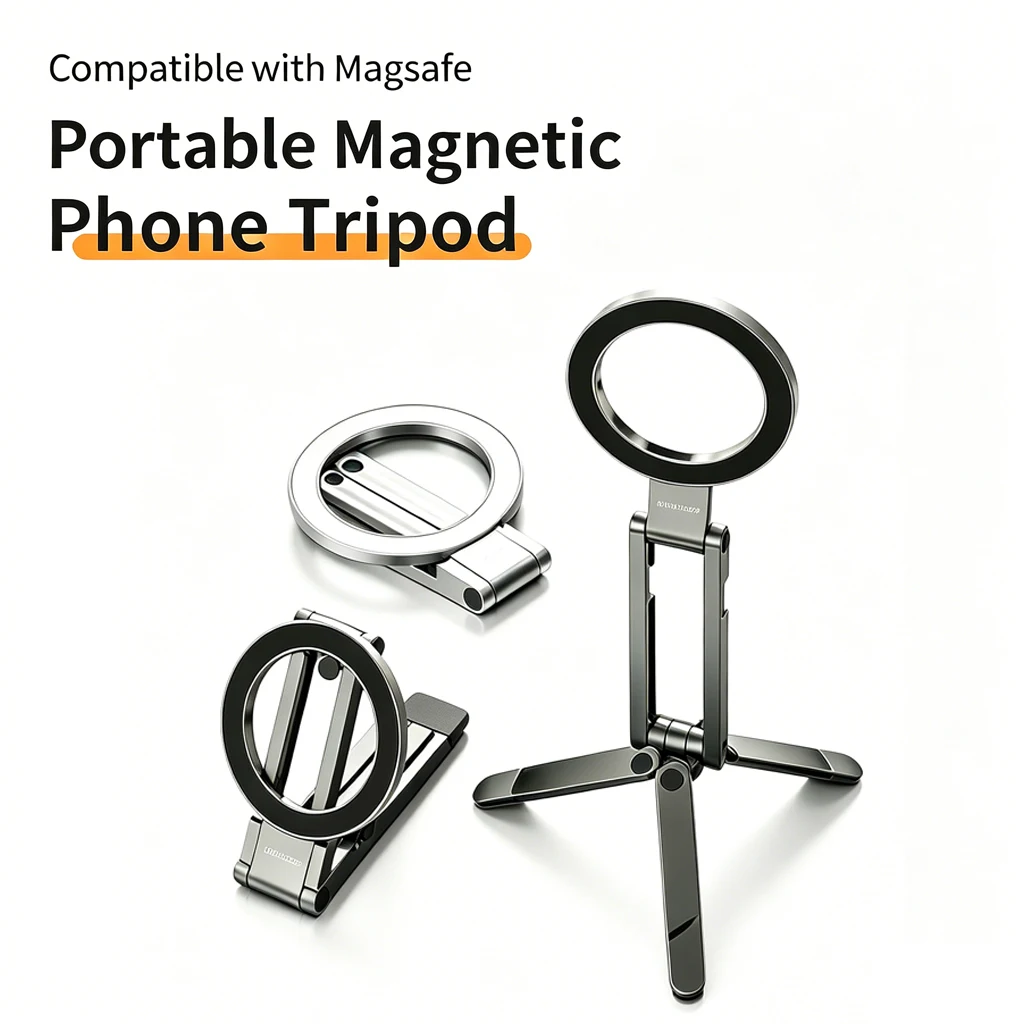 Foldable Magnetic Phone Tripod Portable Adjustable Desktop Stand for iPhone Vlog Selfie Live Streaming Travel Shooting
Foldable Magnetic Phone Tripod Portable Adjustable Desktop Stand for iPhone Vlog Selfie Live Streaming Travel Shooting 