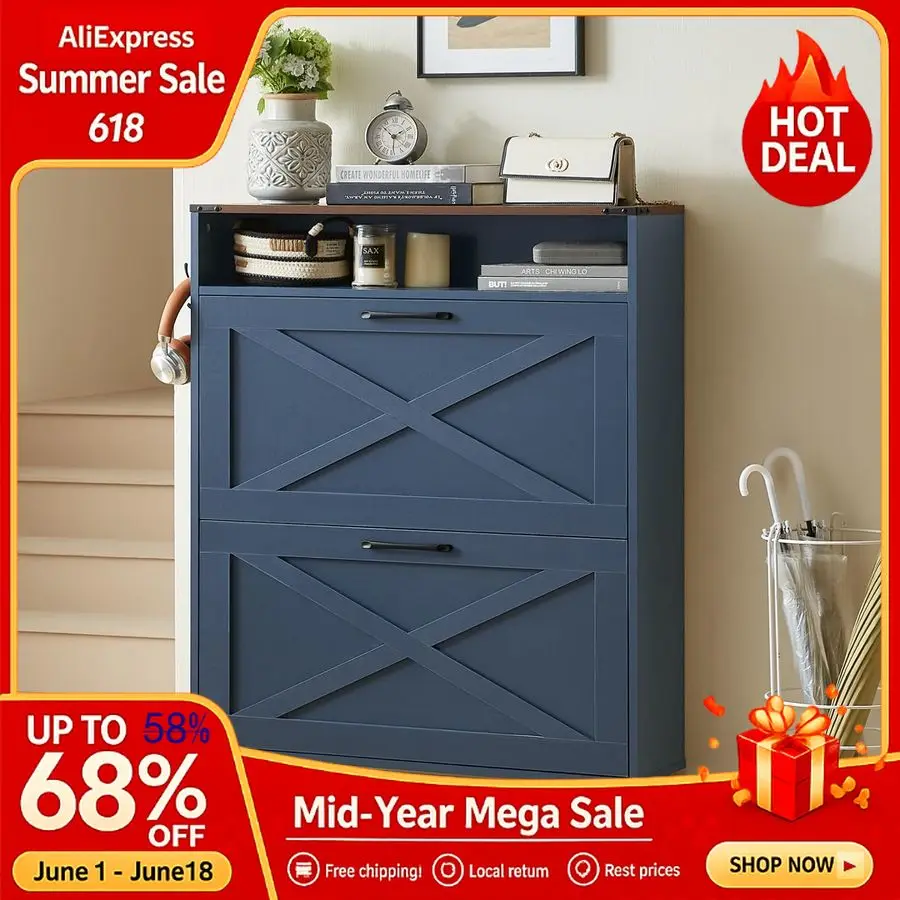Storage Cabinet with 2 Flip Drawers, Farmhouse Shoe Organizer for Entryways, Narrow Hidden Rack amp Open Storage, F Customizable
Storage Cabinet with 2 Flip Drawers, Farmhouse Shoe Organizer for Entryways, Narrow Hidden Rack amp Open Storage, F Customizable