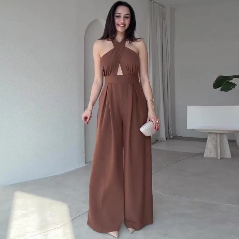 Elegant Pure Color Wide Leg Jumpsuit Sleeveless Waist Cinched Cross-Border Summer 2026 Women's Fashion Low Waist Long Pants
Elegant Pure Color Wide Leg Jumpsuit Sleeveless Waist Cinched Cross-Border Summer 2026 Women's Fashion Low Waist Long Pants
