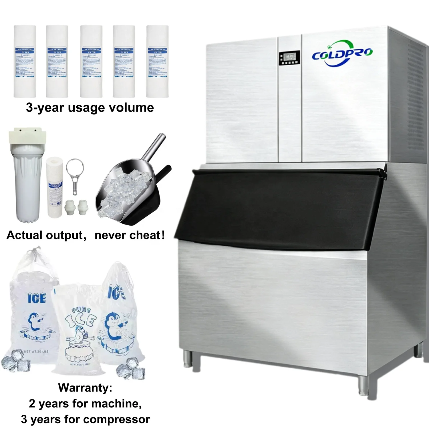Coldpro Commercial Electric Ice Maker 1000kg 880kg/day Cube Ice Machine For Hotel Use Stainless Steel Large Storage Capacity
Coldpro Commercial Electric Ice Maker 1000kg 880kg/day Cube Ice Machine For Hotel Use Stainless Steel Large Storage Capacity