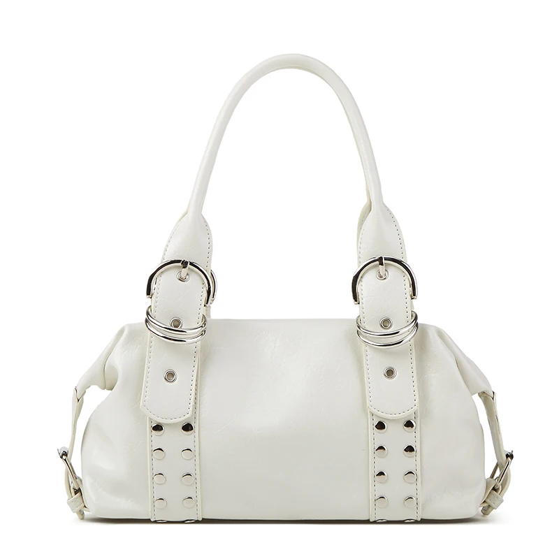 Y2K Hot Girl Style White Studded Boston Women's Bag, Vintage Distressed Soft Texture Handbag, Can Be Worn as a Shoulder Bag or Crossbody Commuter Pillow Bag
Y2K Hot Girl Style White Studded Boston Women's Bag, Vintage Distressed Soft Texture Handbag, Can Be Worn as a Shoulder Bag or Crossbody Commuter Pillow Bag