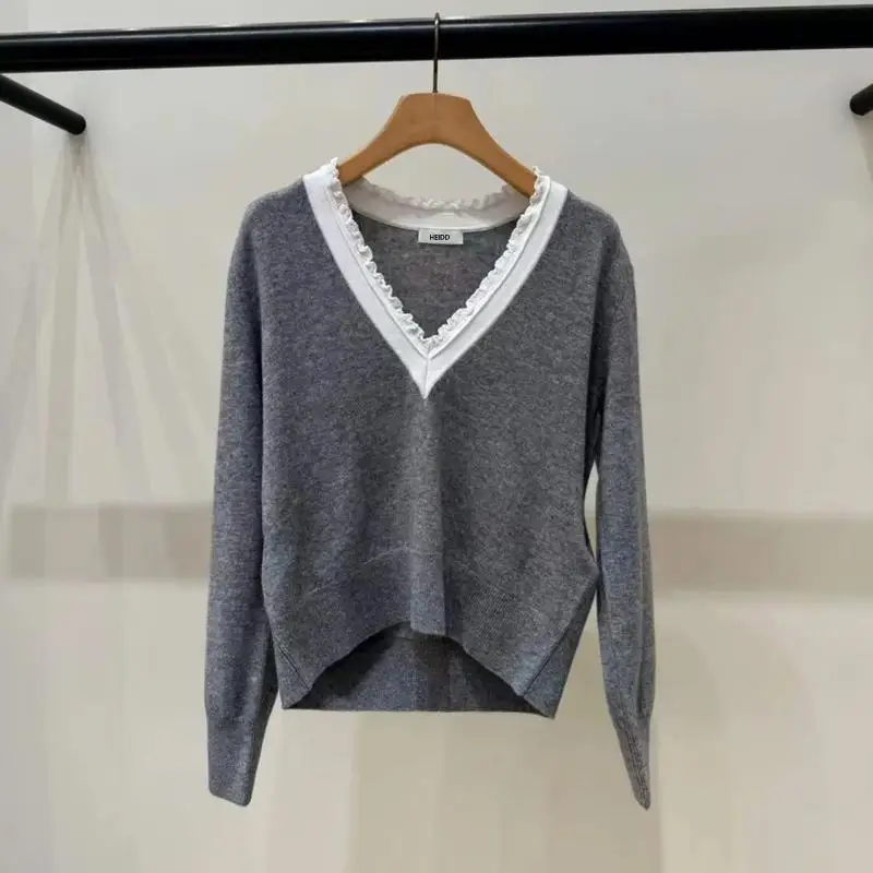 ay Long Sve V-ne Knitted Sweater with Earlet Lace HEIDD Spring 2025 Korean Sle Loose Fit Faionable Women's Top
ay Long Sve V-ne Knitted Sweater with Earlet Lace HEIDD Spring 2025 Korean Sle Loose Fit Faionable Women's Top