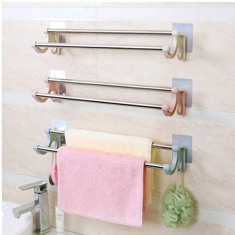Non Punching Extended Bathroom Double Pole Wall Mounted Storage Rack Household Self-Adhesive Stainless Steel Towel Rack Organize
Non Punching Extended Bathroom Double Pole Wall Mounted Storage Rack Household Self-Adhesive Stainless Steel Towel Rack Organize