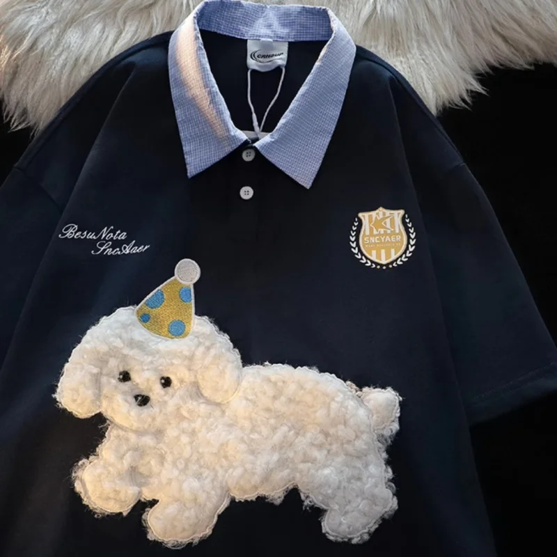 Summer Pure Cotton Harajuku POLO Shirts Cute 3D Embroidery Puppy T-shirts Large Size Loose Couples Teens Kawaii Japanese Tops
Summer Pure Cotton Harajuku POLO Shirts Cute 3D Embroidery Puppy T-shirts Large Size Loose Couples Teens Kawaii Japanese Tops