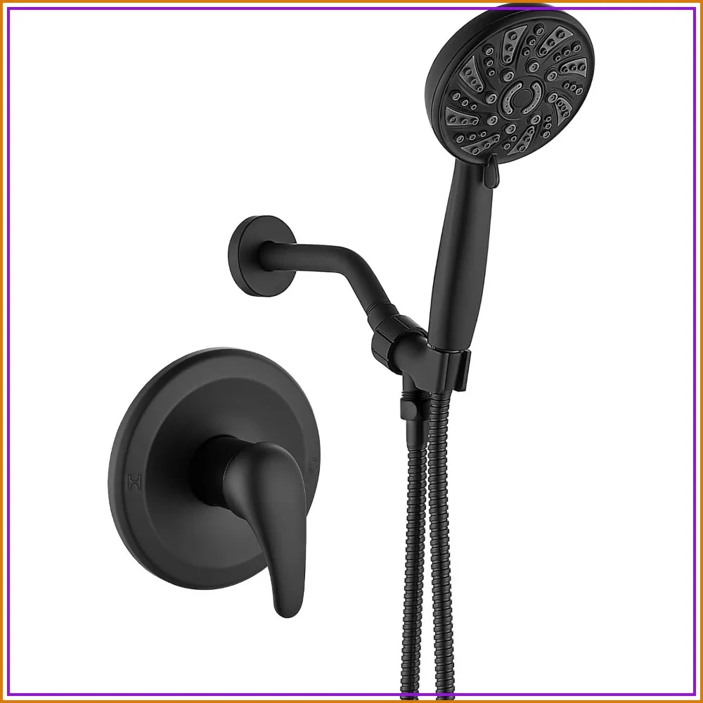 Single-Handle Shower Faucet Set with Valve, 6-Mode Handheld, Matte Black
Single-Handle Shower Faucet Set with Valve, 6-Mode Handheld, Matte Black