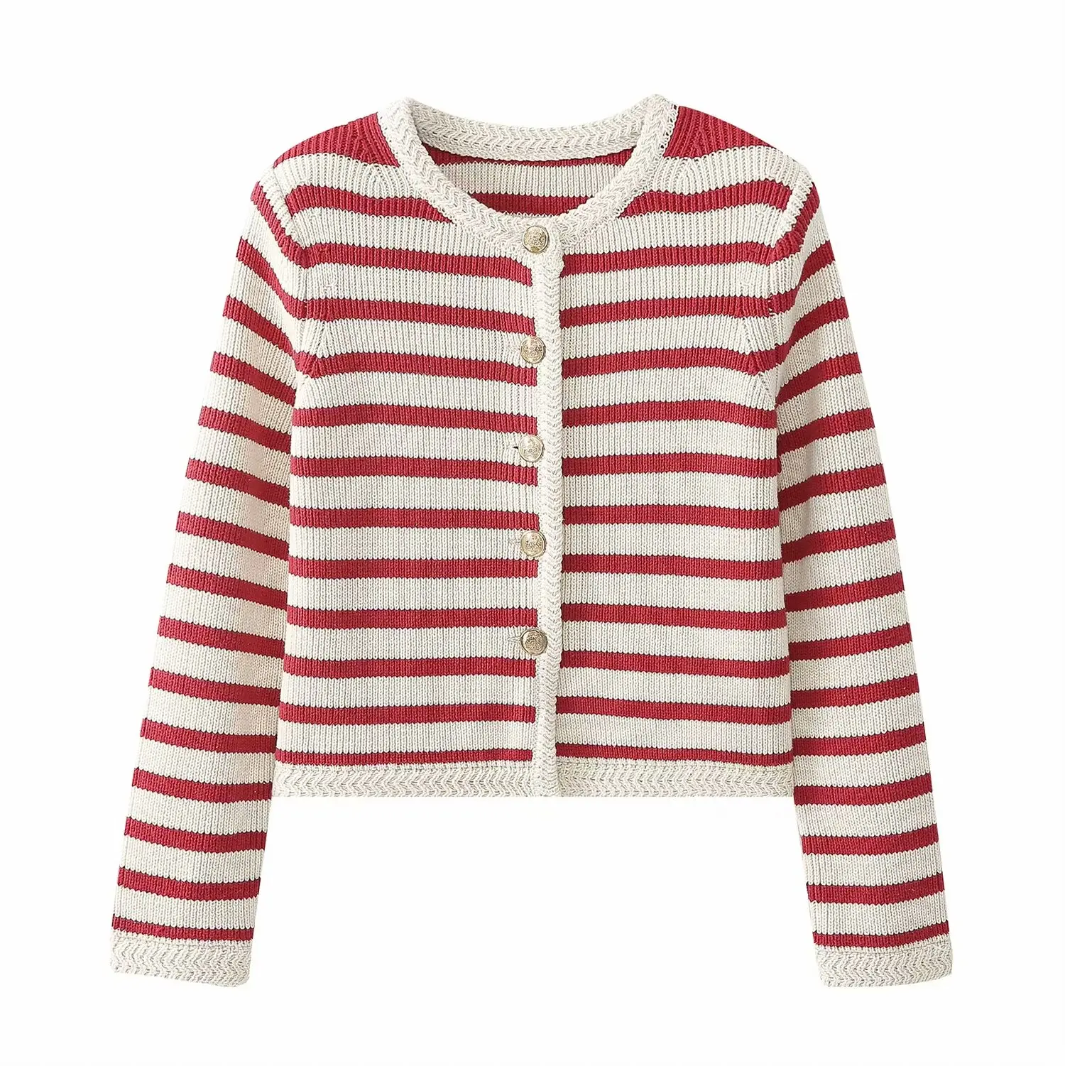 TRAF Women 2024 Autumn and Winter New Fashion Striped Knitted Cardigan Vintage Long Sleeve Round Neck Coat Outerwear Mujer
TRAF Women 2024 Autumn and Winter New Fashion Striped Knitted Cardigan Vintage Long Sleeve Round Neck Coat Outerwear Mujer