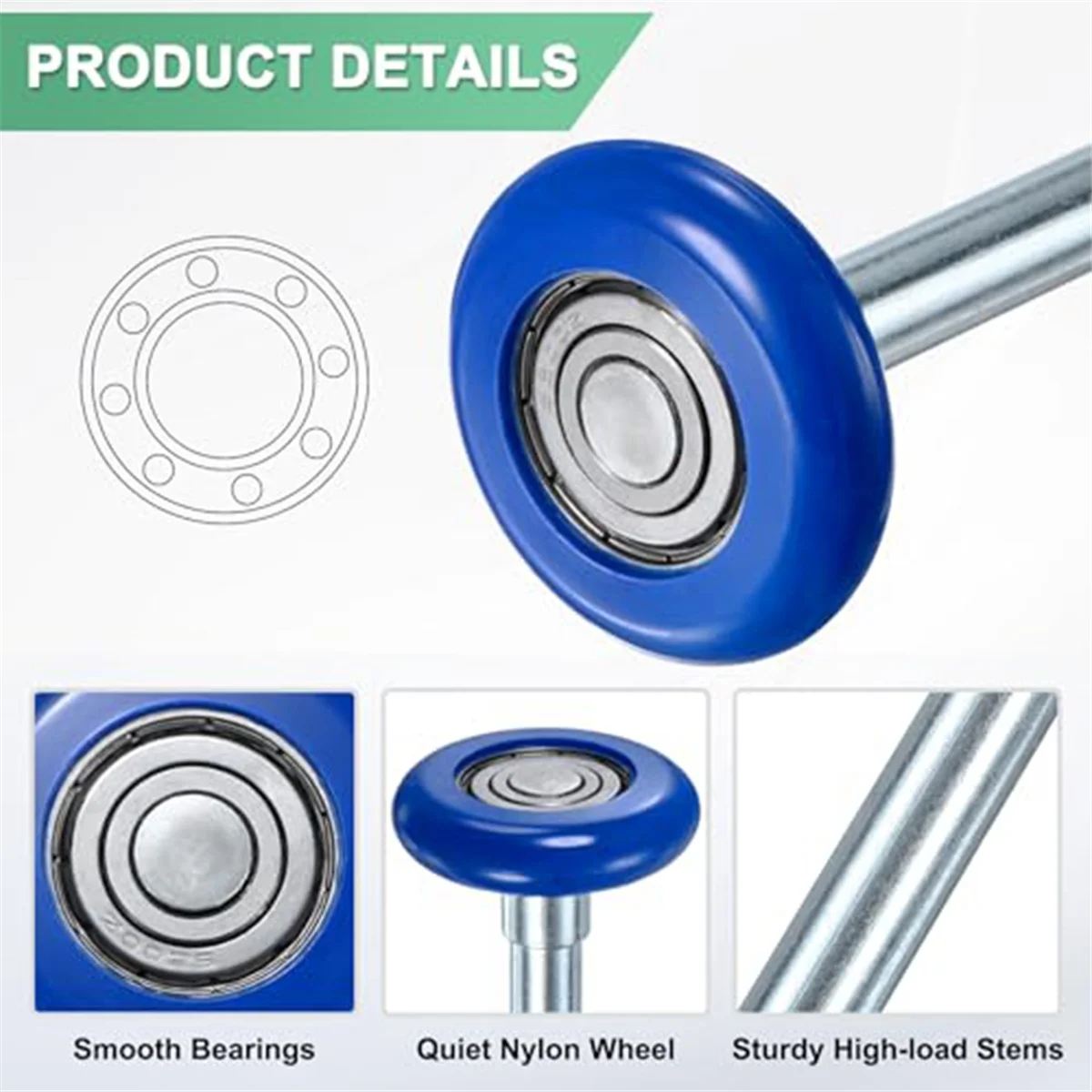A002 6Pcs Nylon Garage Door Rollers, 1.8in/46mm Quiet Garage Door Wheels, High Load 6200zz 8 Balls Sealed Precision Bearing A
A002 6Pcs Nylon Garage Door Rollers, 1.8in/46mm Quiet Garage Door Wheels, High Load 6200zz 8 Balls Sealed Precision Bearing A