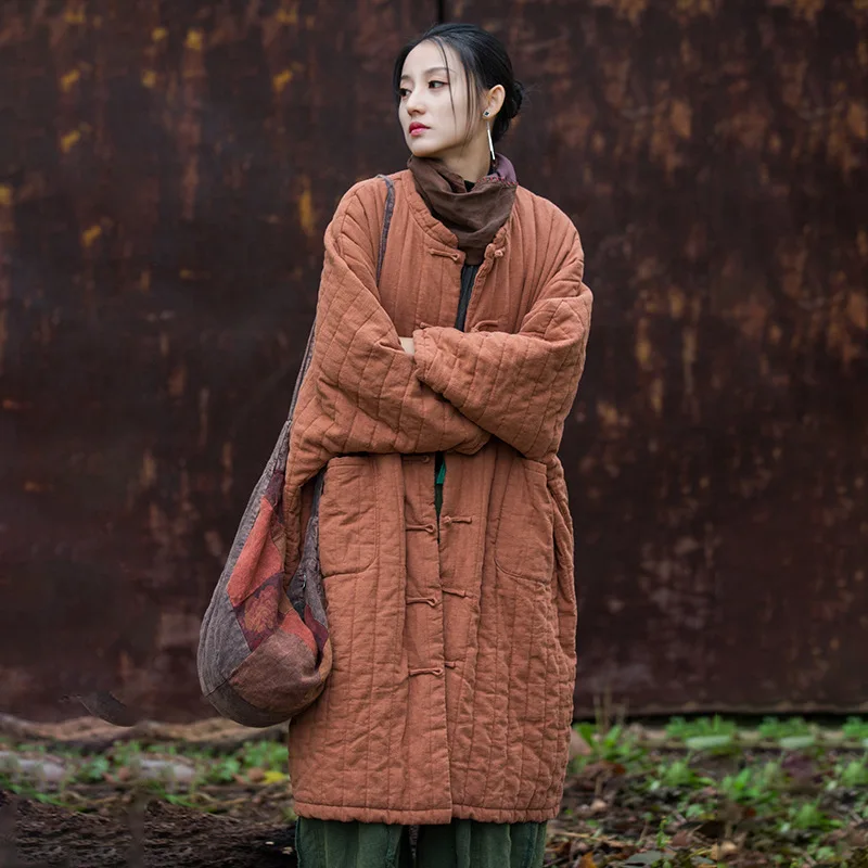 Vintage Cotton Linen Coat Winter Warm Long Cotton Jacket Quilted Single-breasted Long Sleeves Robe Parkas High Quality Outerwear
Vintage Cotton Linen Coat Winter Warm Long Cotton Jacket Quilted Single-breasted Long Sleeves Robe Parkas High Quality Outerwear