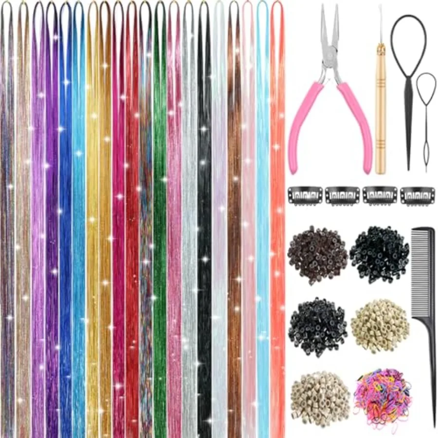 Fairy hair tinsel for girls and women: 20 colors, 48-inch heat-resistant glitter tinsel hair extensions, 8000 strands, sparklin
Fairy hair tinsel for girls and women: 20 colors, 48-inch heat-resistant glitter tinsel hair extensions, 8000 strands, sparklin