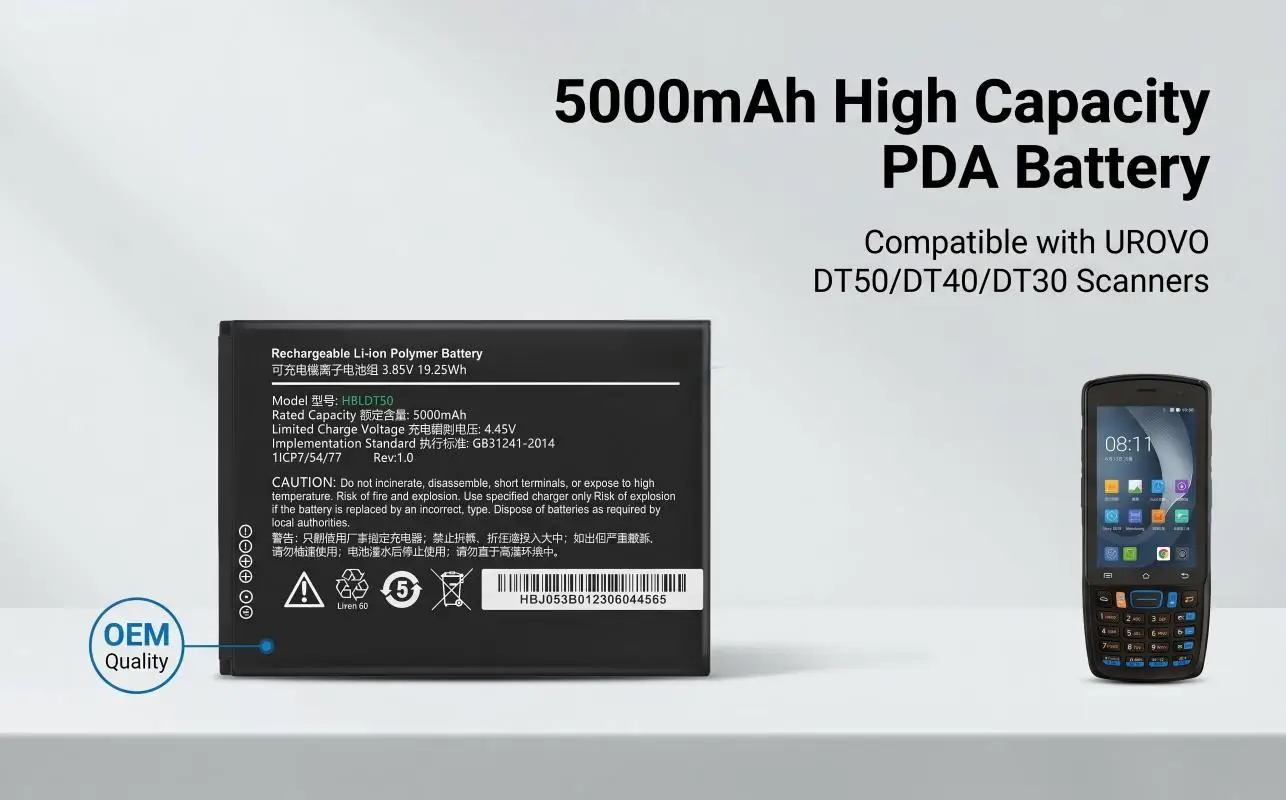 HBLDT50 HBLDT40 HBLDT30 Rechargeable Lithium Polymer Battery Fit UROVO DT50 i6310 Series Handheld Barcode PDA Scanner Spare Cell
HBLDT50 HBLDT40 HBLDT30 Rechargeable Lithium Polymer Battery Fit UROVO DT50 i6310 Series Handheld Barcode PDA Scanner Spare Cell
