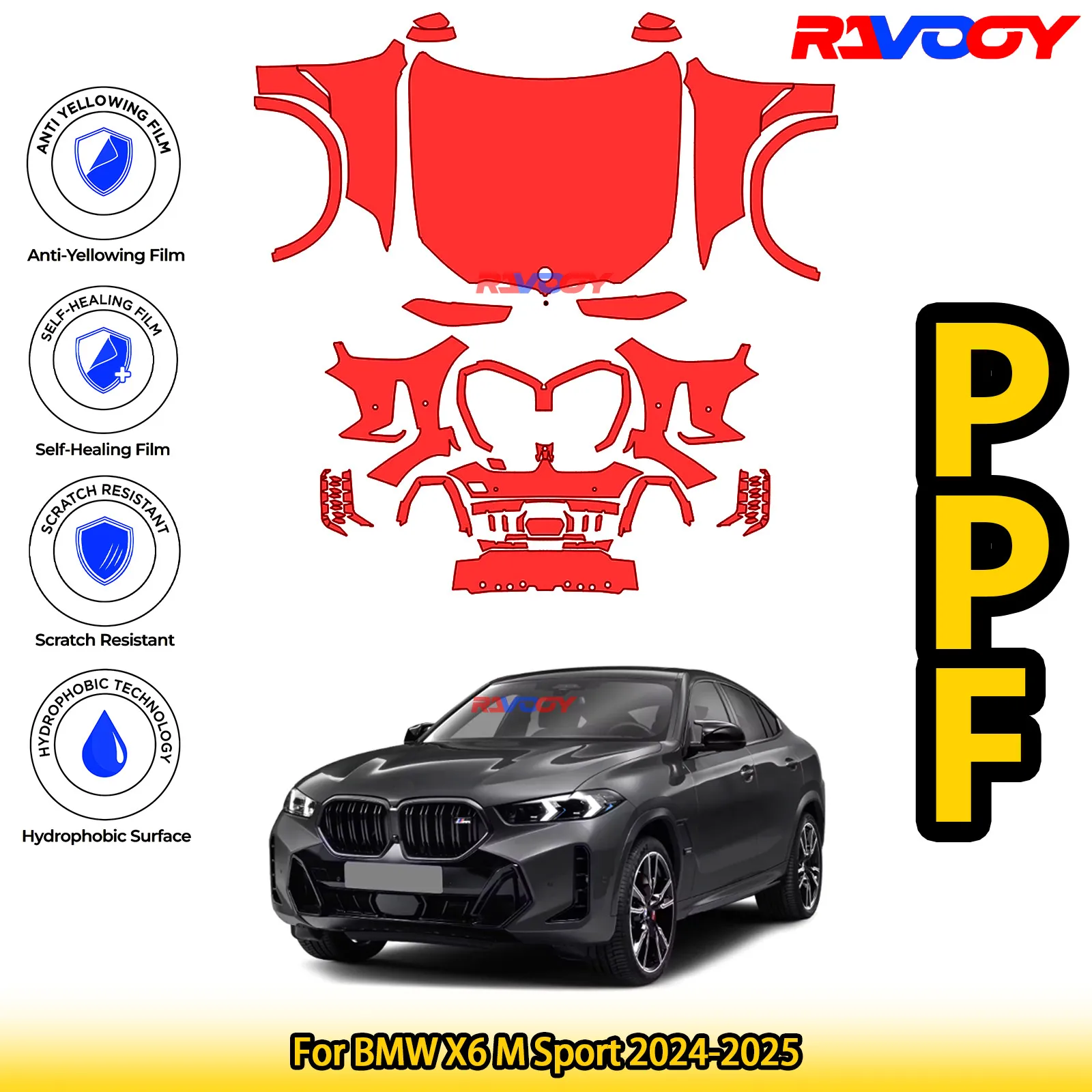 For BMW X6 M Sport 2024-2025 Glossy Matte Black Precut front PPF Kit Paint Protection Film
For BMW X6 M Sport 2024-2025 Glossy Matte Black Precut front PPF Kit Paint Protection Film
