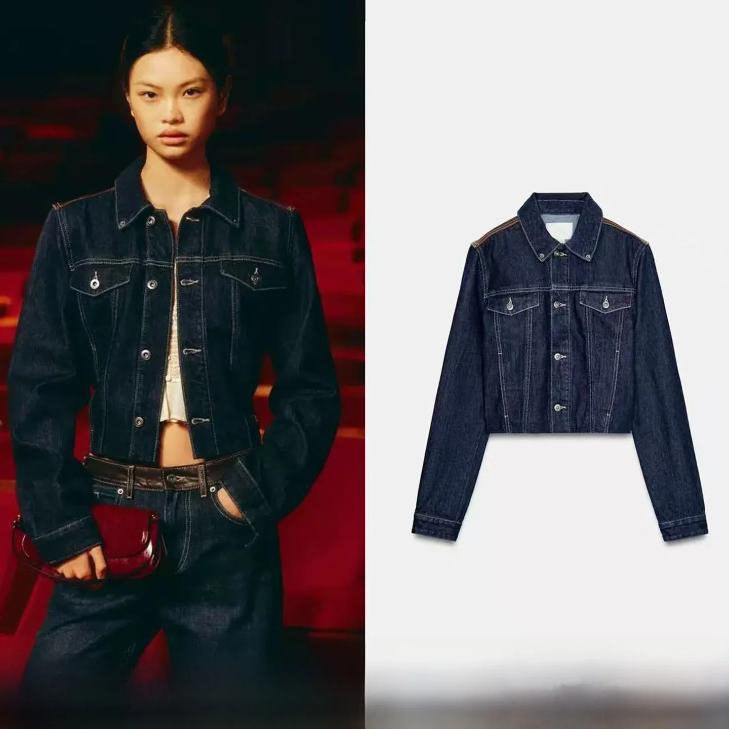Spring New Sle American Faionable Sexy Girl Denim Leather Effect Jaet Women ow Figure ort Coat Casual Sle Button ...
Spring New Sle American Faionable Sexy Girl Denim Leather Effect Jaet Women ow Figure ort Coat Casual Sle Button ...