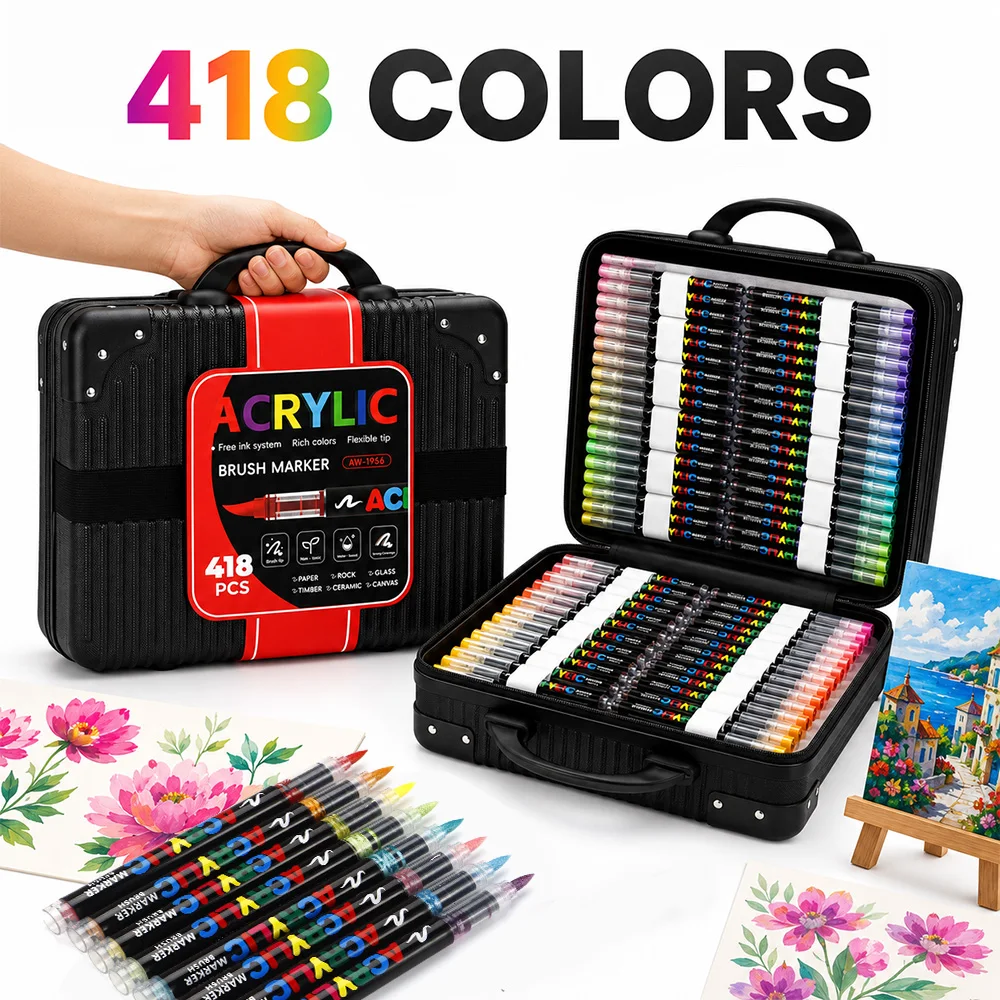 418 Colors Acrylic Markers Set Professional Painting Design Illustration Coloring Crafts Canvas Glass Brush Pen DIY Art Supplies
418 Colors Acrylic Markers Set Professional Painting Design Illustration Coloring Crafts Canvas Glass Brush Pen DIY Art Supplies