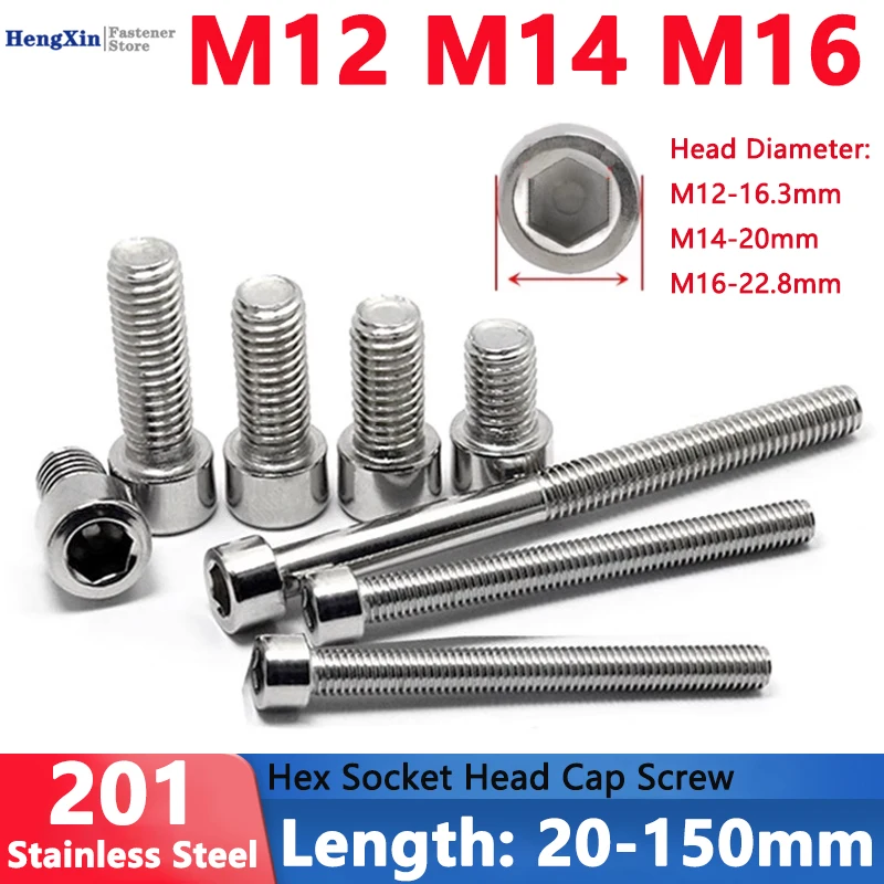 M12 M14 M16 201 Stainless Steel Small Hexagon Socket Head Cap Screw Bolt Narrow Outer Diameter Thin Head Rod Length 20-150mm
M12 M14 M16 201 Stainless Steel Small Hexagon Socket Head Cap Screw Bolt Narrow Outer Diameter Thin Head Rod Length 20-150mm