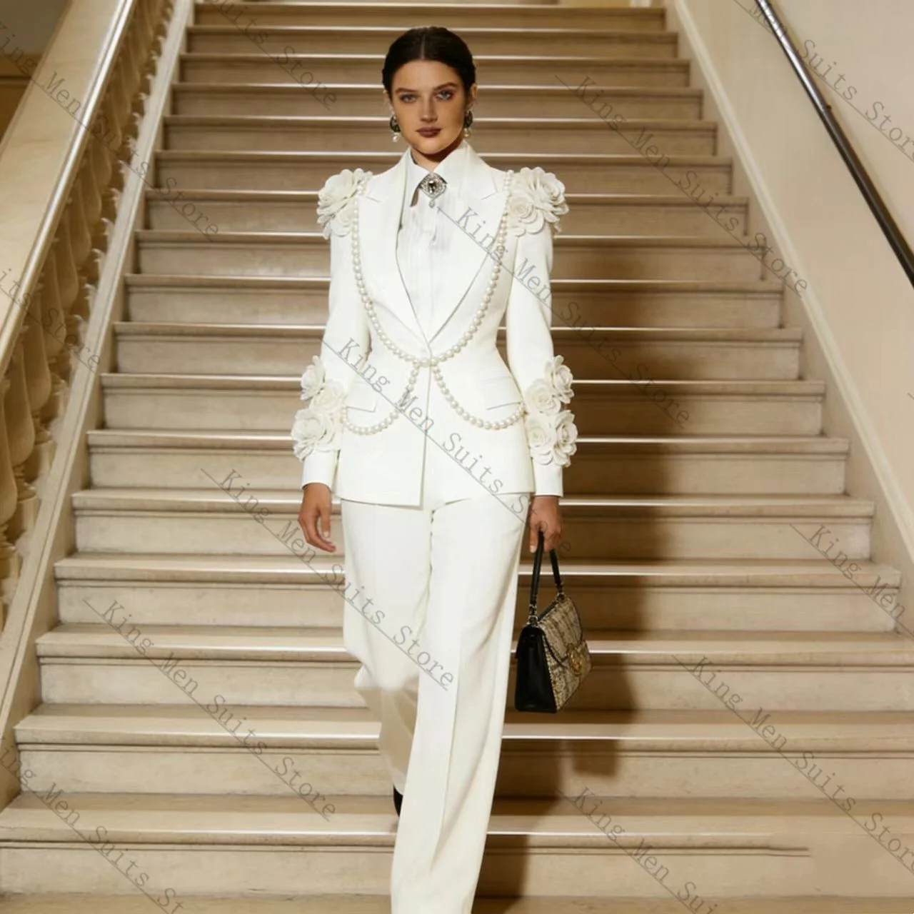 Luxury White Women Suit Set 2 Pcs Blazer+Pants Trousers Crystals Customized Formal Office Wedding Tuxedos Coat Prom Jacket
Luxury White Women Suit Set 2 Pcs Blazer+Pants Trousers Crystals Customized Formal Office Wedding Tuxedos Coat Prom Jacket