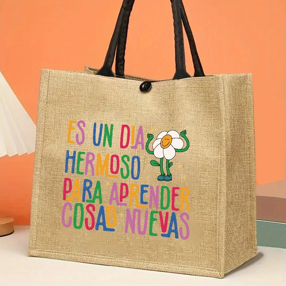 Spanish Teacher Tote Bag - "Es Un Día Hermoso Para Aprender" Jute Grocery Tote Bag, Rectangular Beach Spanish Teacher's Bag
Spanish Teacher Tote Bag - "Es Un Día Hermoso Para Aprender" Jute Grocery Tote Bag, Rectangular Beach Spanish Teacher's Bag