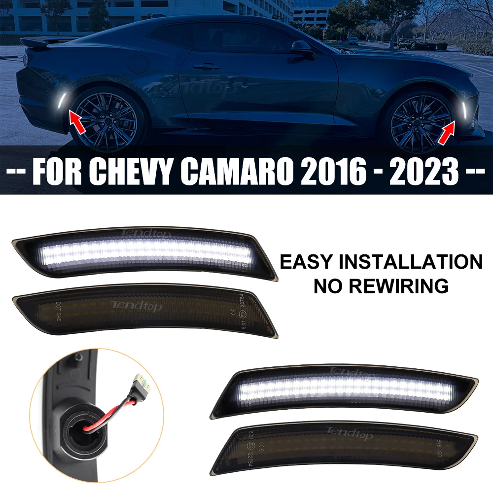4pcs Full Led White Lights Front Rear Side Marker Light Kits Fender Led Side Marker Lamps Smoke Lens for Chevy Camaro 2016-2023
4pcs Full Led White Lights Front Rear Side Marker Light Kits Fender Led Side Marker Lamps Smoke Lens for Chevy Camaro 2016-2023