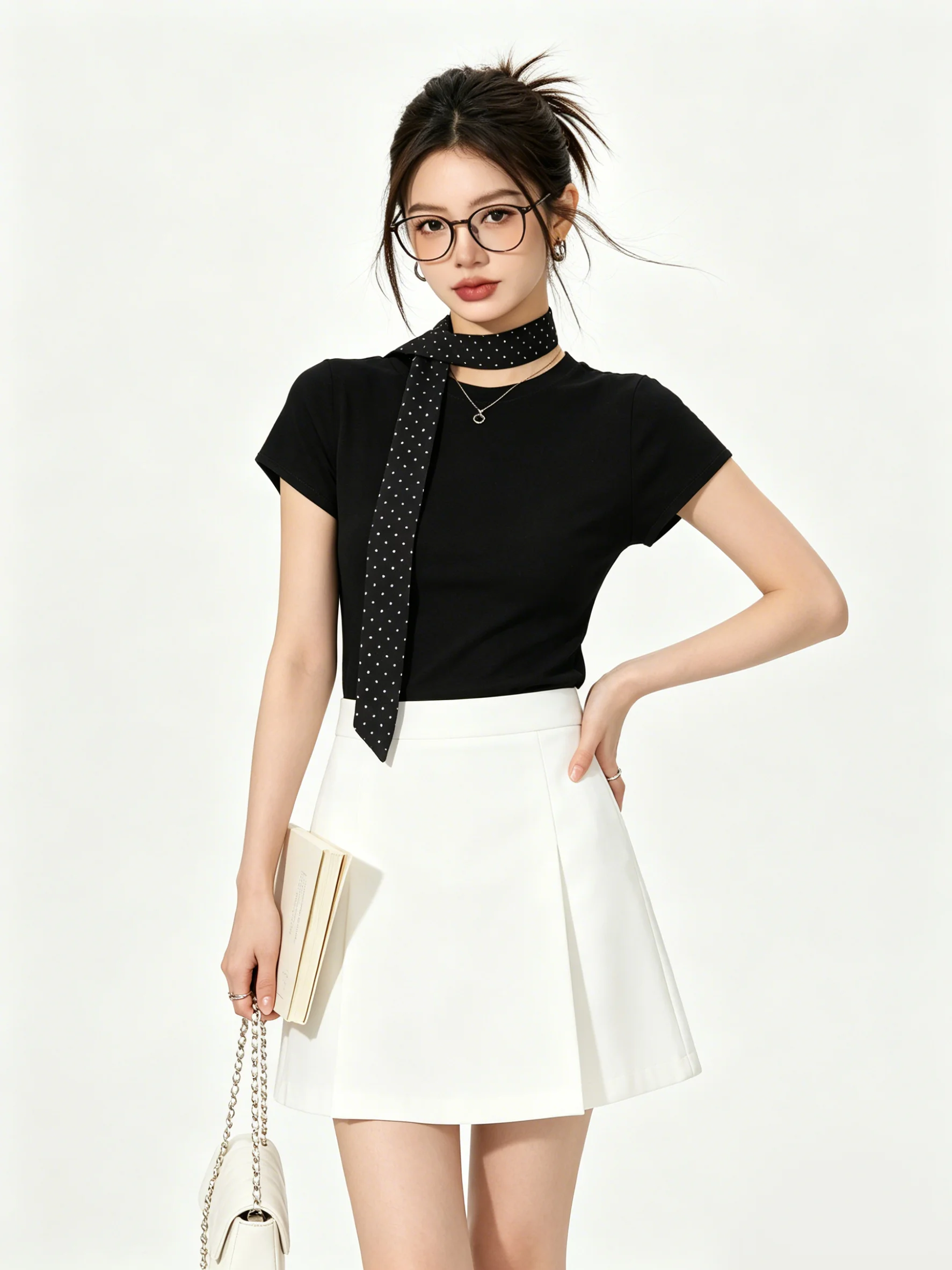 Skin-friendly Polka Dot Sash Short Sleeve T-shirt Korean Style Summer Versatile Color Overhead Short Length Top for Women
Skin-friendly Polka Dot Sash Short Sleeve T-shirt Korean Style Summer Versatile Color Overhead Short Length Top for Women