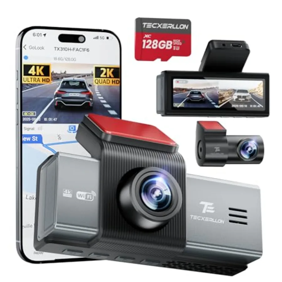 4K Dash Cam Front and Rear for Car, Ultra HD Night Vision, Black, Wide 170/150 View with ADAS, Built-in GPS 5G WiFi, G-Sensor,
4K Dash Cam Front and Rear for Car, Ultra HD Night Vision, Black, Wide 170/150 View with ADAS, Built-in GPS 5G WiFi, G-Sensor,
