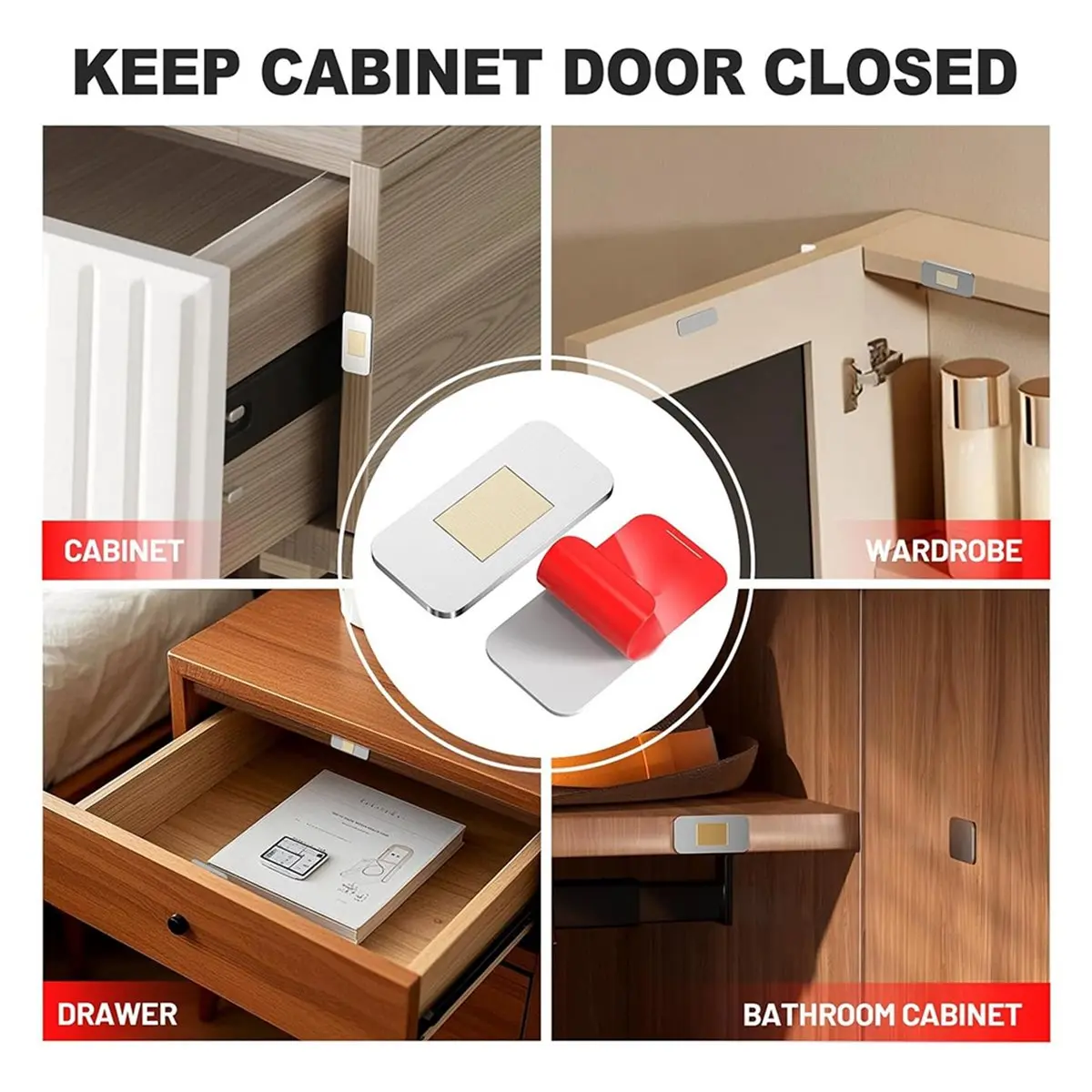 Набор из 10 магнитных защелок для шкафов без сверления, из нержавеющей стали с прочным клеевым креплением - для кухни, ванной комнаты
Набор из 10 магнитных защелок для шкафов без сверления, из нержавеющей стали с прочным клеевым креплением - для кухни, ванной комнаты