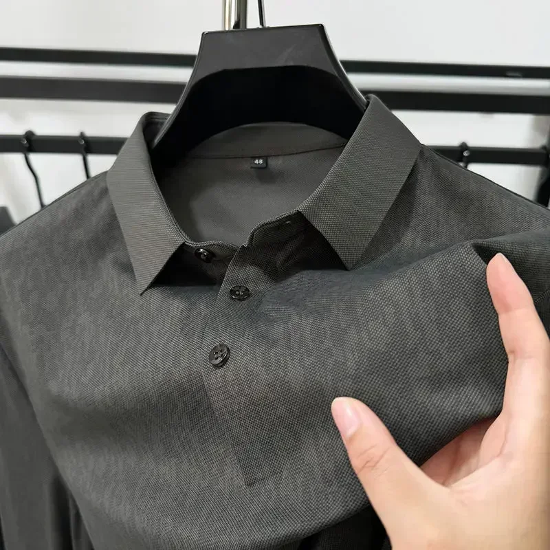 High-End Ice Silk Seamless Long-Sleeved Polo Shirt Men's Lapel Spring and Autumn Fashion Brand Business Leisure T-shirt
High-End Ice Silk Seamless Long-Sleeved Polo Shirt Men's Lapel Spring and Autumn Fashion Brand Business Leisure T-shirt