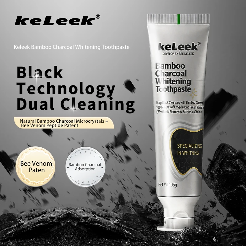 KeLeek bamboo charcoal whitening toothpaste mint taste deep clean oral cavity remove tooth yellow stains maintain fresh breath
KeLeek bamboo charcoal whitening toothpaste mint taste deep clean oral cavity remove tooth yellow stains maintain fresh breath