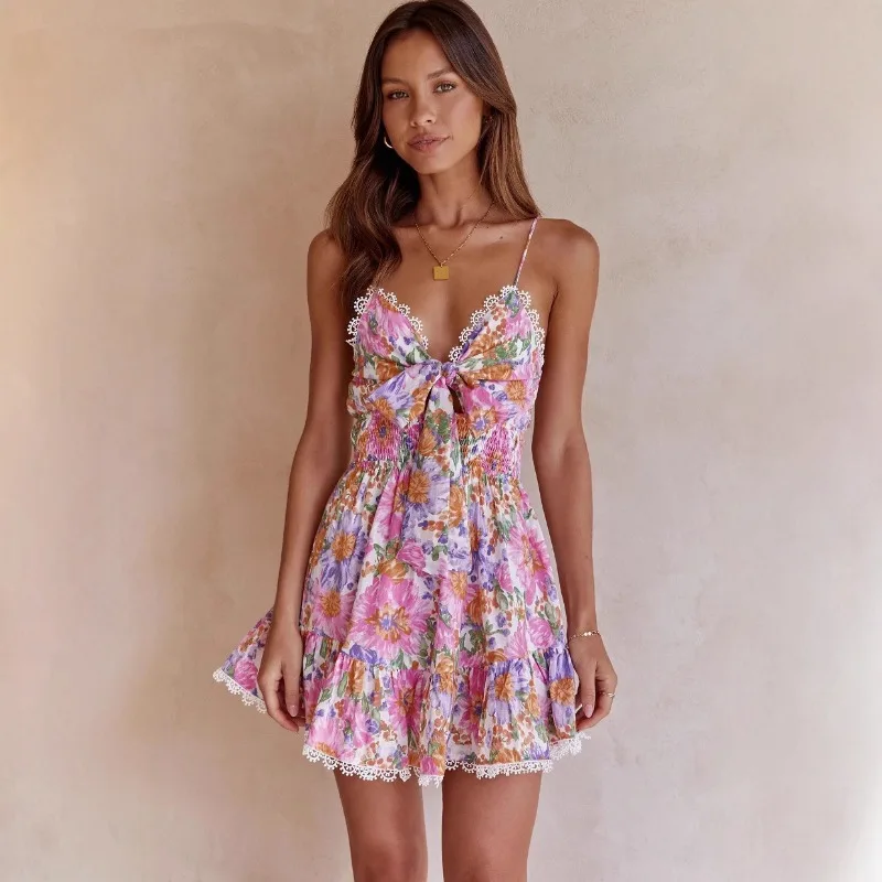 French Sweet Wind Lotus Leaf Edge Seaside Vacation Sleeveless Printed Strap Short Dress 2025 Summer New High Waist Women's Wear
French Sweet Wind Lotus Leaf Edge Seaside Vacation Sleeveless Printed Strap Short Dress 2025 Summer New High Waist Women's Wear
