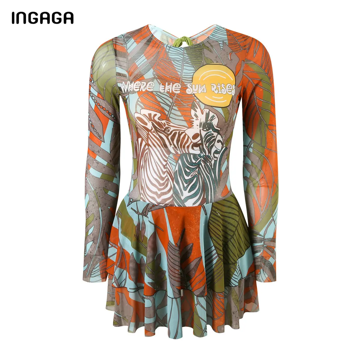 Mesh Swimsuit Sexy One Piece Swimdress with Long Sleeve Leaf Print Swim Skirt Woman Bath Dresses Abdomen Control
Mesh Swimsuit Sexy One Piece Swimdress with Long Sleeve Leaf Print Swim Skirt Woman Bath Dresses Abdomen Control