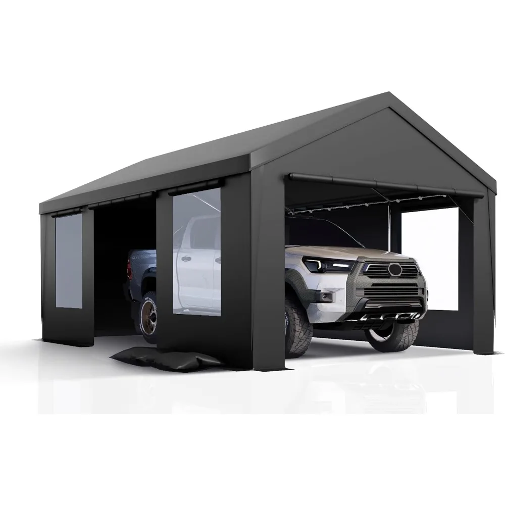 Carport 12x20 футов Сверхмощные усиленные стальные столбы Carport со съемными боковыми стенками и дверным стендом, серые
Carport 12x20 футов Сверхмощные усиленные стальные столбы Carport со съемными боковыми стенками и дверным стендом, серые
