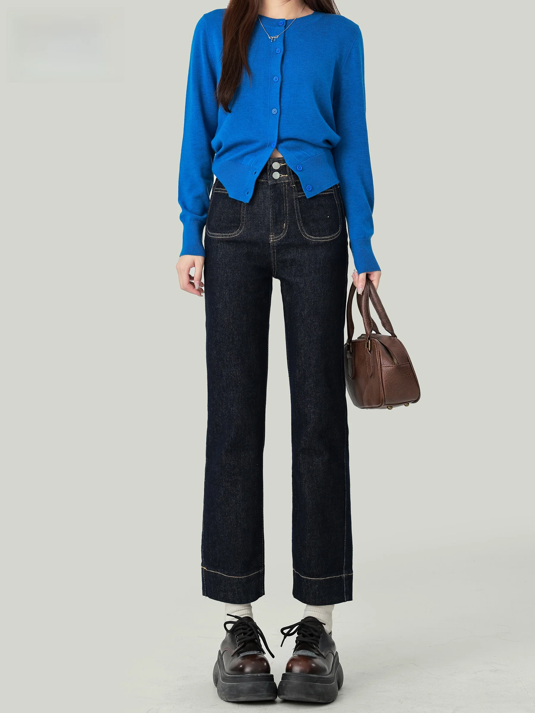 Deep Blue High Waist Straight Leg Jeans Women's Early Autumn New Style Slimming High Rise Elastic Cigarette Nine-Piece Pants
Deep Blue High Waist Straight Leg Jeans Women's Early Autumn New Style Slimming High Rise Elastic Cigarette Nine-Piece Pants