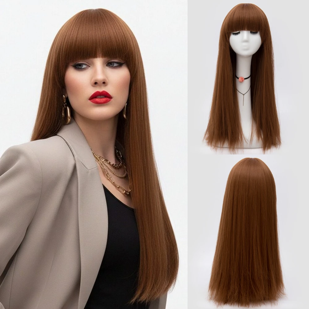 Коричневый длинный прямой синтетический парик с челкой, термостойкий, для женщин, для ролевых игр в образе принцессы
Коричневый длинный прямой синтетический парик с челкой, термостойкий, для женщин, для ролевых игр в образе принцессы