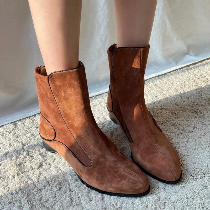Brown Suede Chelsea Boots High-Top Side Zipper Leather Shoes Strange Heel Booties Trendy Height Increased Breathable Women Boots
Brown Suede Chelsea Boots High-Top Side Zipper Leather Shoes Strange Heel Booties Trendy Height Increased Breathable Women Boots
