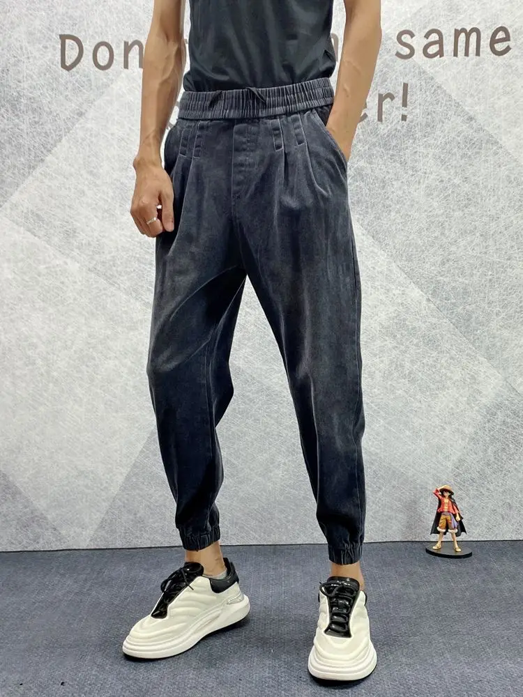 Menswear Clothing Man Jeans Designer Spring and Autumn Men's Tie-up Jeans Trend Loose Small Foot Sports Casual Teen Harem Pants
Menswear Clothing Man Jeans Designer Spring and Autumn Men's Tie-up Jeans Trend Loose Small Foot Sports Casual Teen Harem Pants