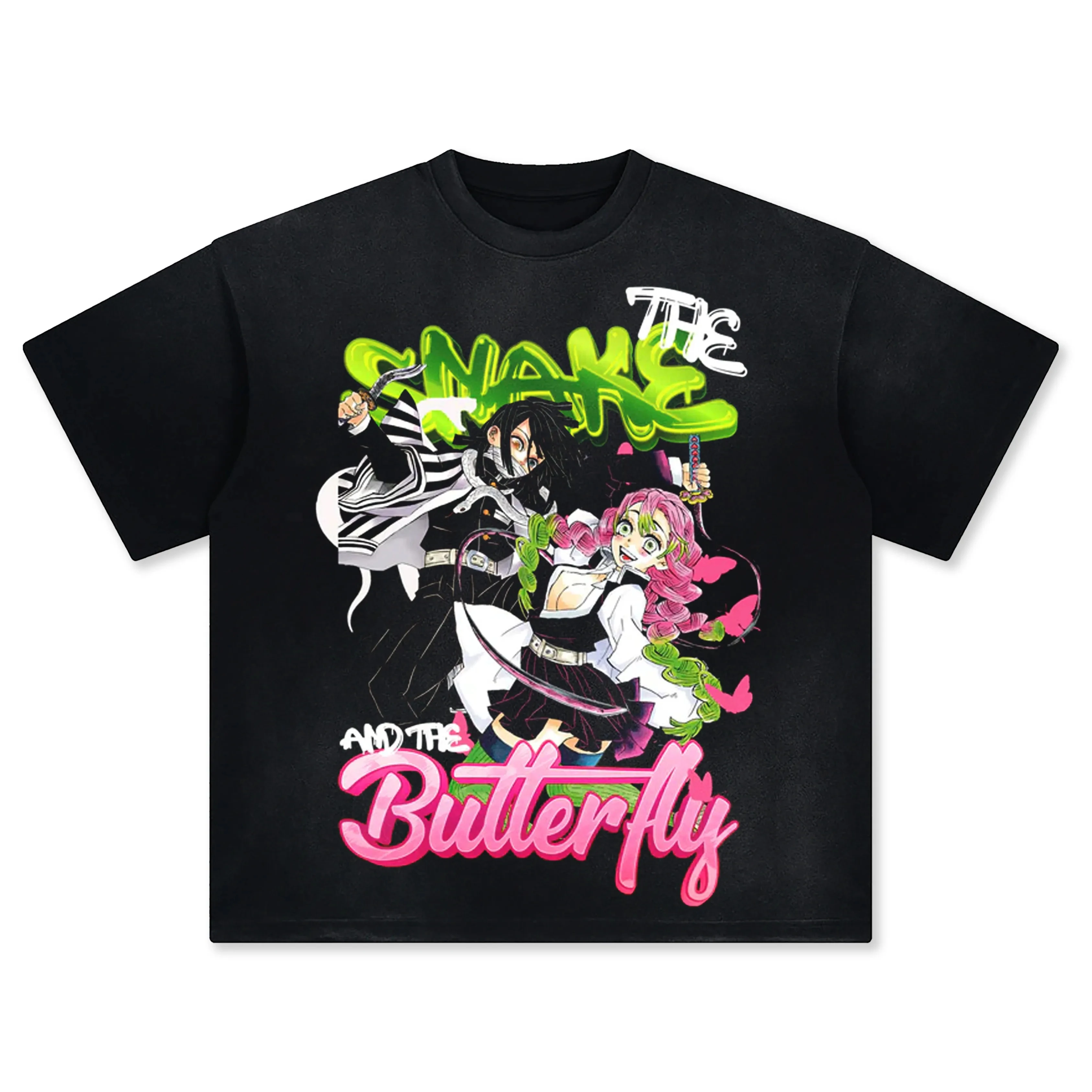 Demon Slayer Obanai Iguro & Mitsuri Kanroji 2026 Summer Men Women Crop Top, Oversized Streetwear, The Snake and The Butterfly
Demon Slayer Obanai Iguro & Mitsuri Kanroji 2026 Summer Men Women Crop Top, Oversized Streetwear, The Snake and The Butterfly