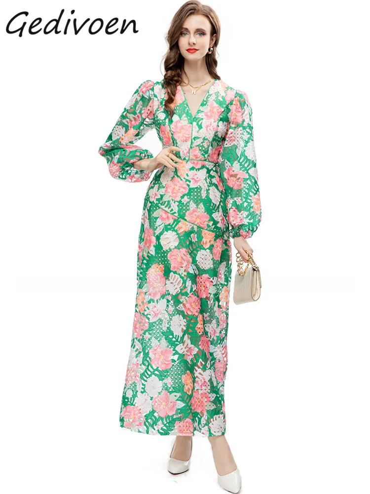 Gedivoen Summer Fashion Runway Vintage Print Casual Dress Women V Neck Long Sleeve High Waist Hollow Out A-LINE Slim Long Dress
Gedivoen Summer Fashion Runway Vintage Print Casual Dress Women V Neck Long Sleeve High Waist Hollow Out A-LINE Slim Long Dress