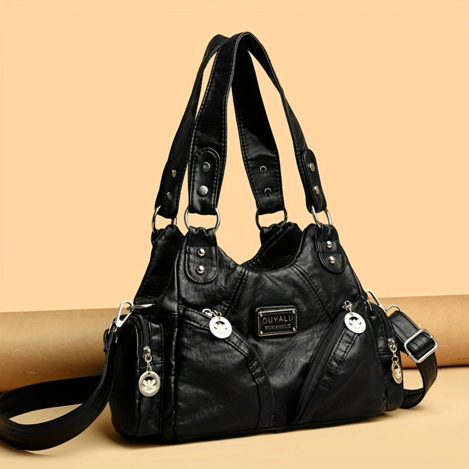 Vintage PU Leather Tote Bag with Multi Pockets, Fashion Crossbody Hobo Shoulder for Women
Vintage PU Leather Tote Bag with Multi Pockets, Fashion Crossbody Hobo Shoulder for Women