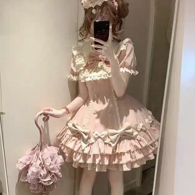 Striped Layer Lolita Cake Dress Sweet Princess Short Sleeve OP Vintage Doll-Inspired Summer Dress Kawaii Ruffled Babydoll Jumper
Striped Layer Lolita Cake Dress Sweet Princess Short Sleeve OP Vintage Doll-Inspired Summer Dress Kawaii Ruffled Babydoll Jumper