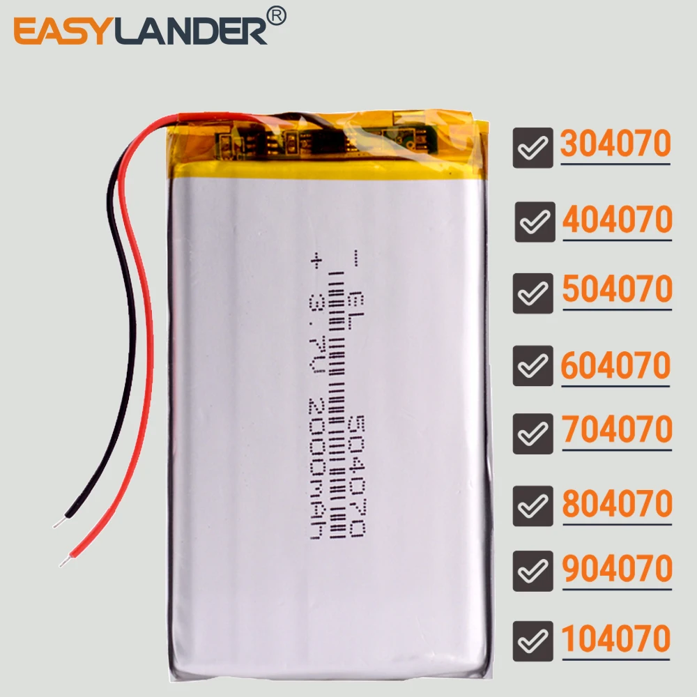 3.7V 2000mAh 504070 Lipo Lithium Li-ion Polymer Battery 524072 Batteries 304070 404070 604070 704070 804070 904070 104070
3.7V 2000mAh 504070 Lipo Lithium Li-ion Polymer Battery 524072 Batteries 304070 404070 604070 704070 804070 904070 104070