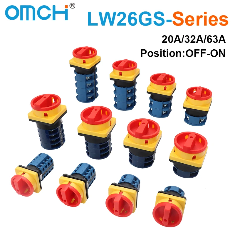OMCH Padlock Rotary Cam Switch LW26GS-20/32/63A On-OFF Two Positions 48x48mm 64x64mm 1/2/3/4 Poles Silver Contact 440V Switch
OMCH Padlock Rotary Cam Switch LW26GS-20/32/63A On-OFF Two Positions 48x48mm 64x64mm 1/2/3/4 Poles Silver Contact 440V Switch