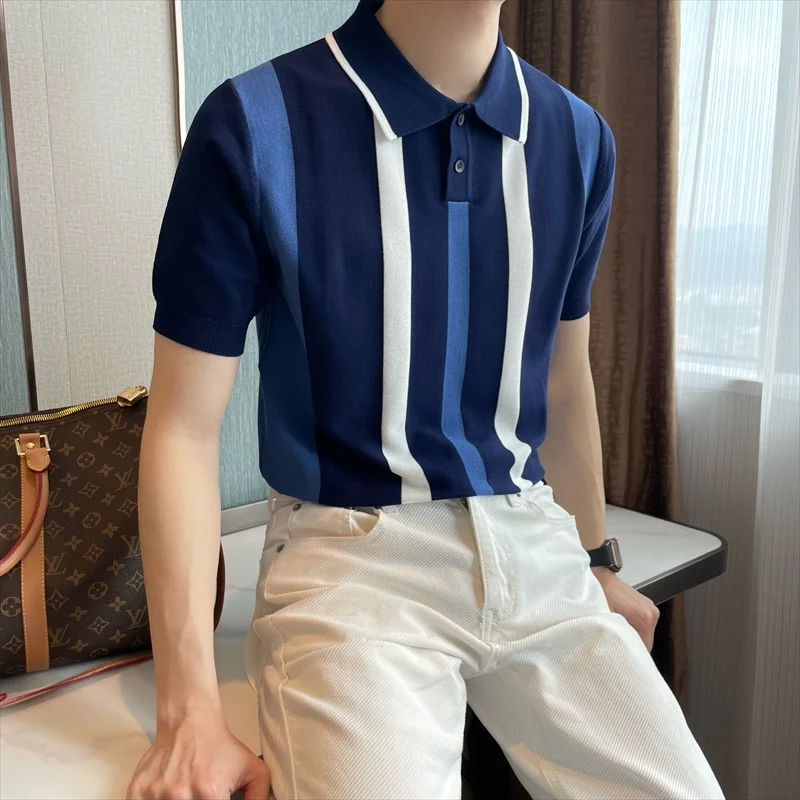 British Summer New Fashion Striped Short-sleeved Polo Shirt Men's Retro Contrasting Ice Silk Breathable Top
British Summer New Fashion Striped Short-sleeved Polo Shirt Men's Retro Contrasting Ice Silk Breathable Top