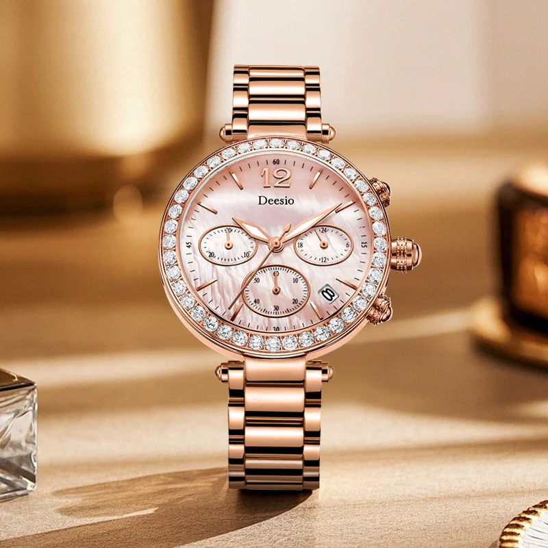 Deesio Luxury Diamond Quartz Watches for Woman Fashion Elegant Calendar Waterproof Wristwatches Accessories Ladies Hand Clock
Deesio Luxury Diamond Quartz Watches for Woman Fashion Elegant Calendar Waterproof Wristwatches Accessories Ladies Hand Clock