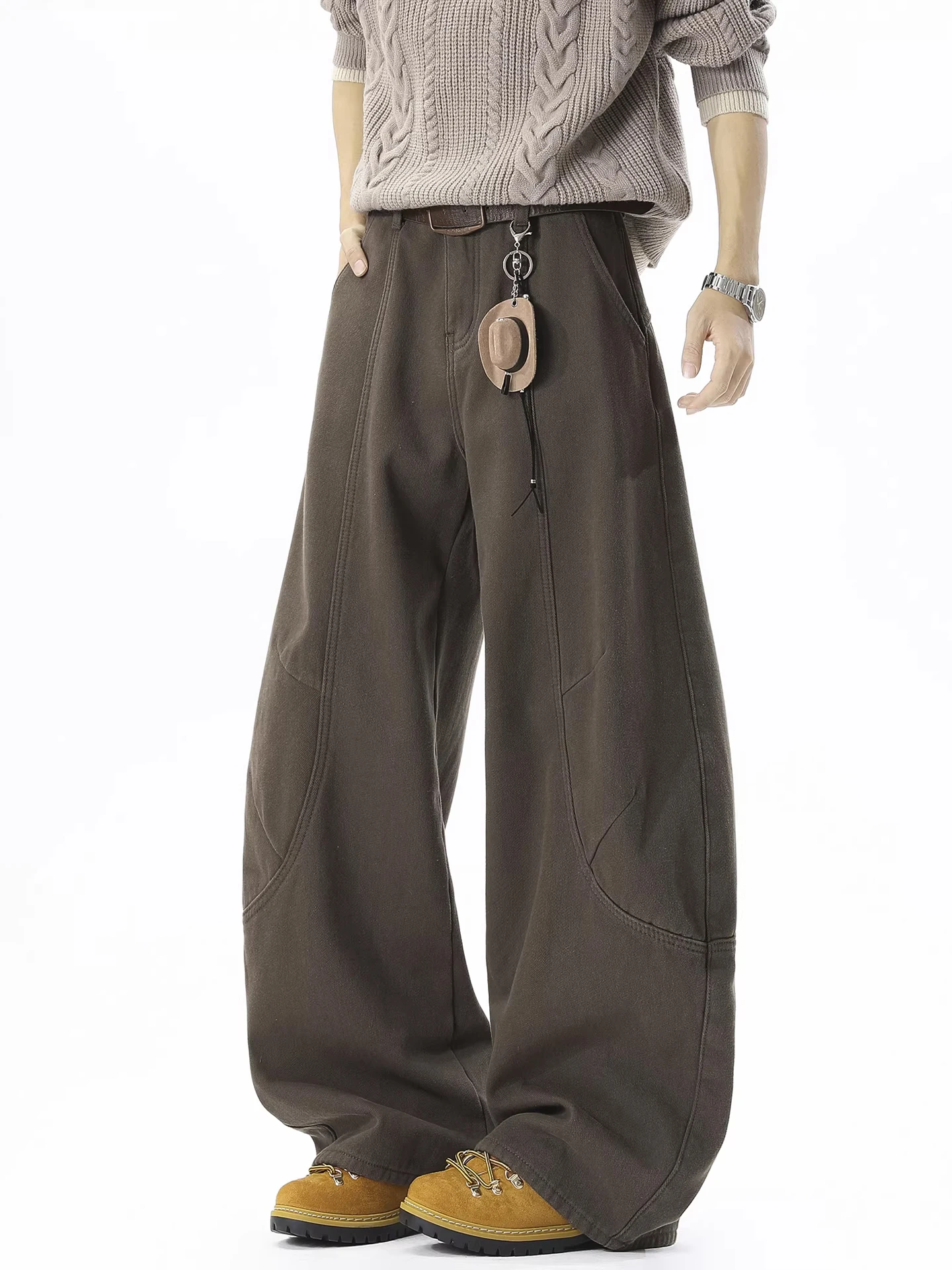 Коричневые мужские широкие брюки из чистого хлопка с талией, весна 2026, повседневные свободные брюки прямого кроя, удобная дышащая одежда
Коричневые мужские широкие брюки из чистого хлопка с талией, весна 2026, повседневные свободные брюки прямого кроя, удобная дышащая одежда